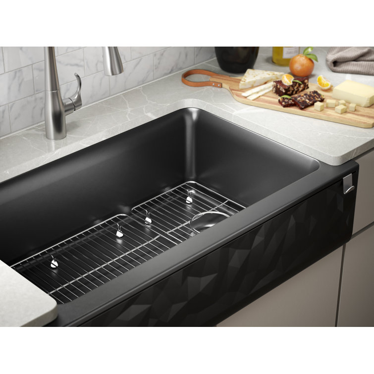 Gray Stone Undermount Farmhouse Single-Bowl Kitchen Sink