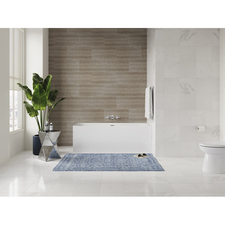 Unwind White Acrylic 59" x 30" Back-To-Wall Soaking Bathtub