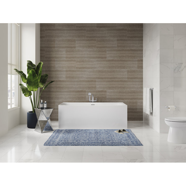 Unwind White Acrylic 59" x 30" Back-To-Wall Soaking Bathtub