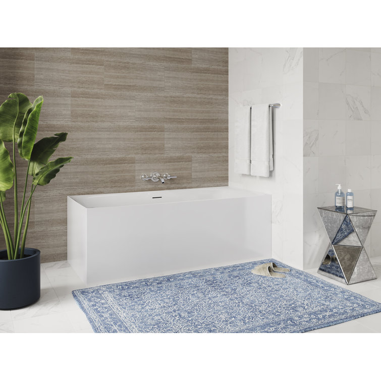 67'' Non-Slip White Freestanding Acrylic Soaking Bathtub