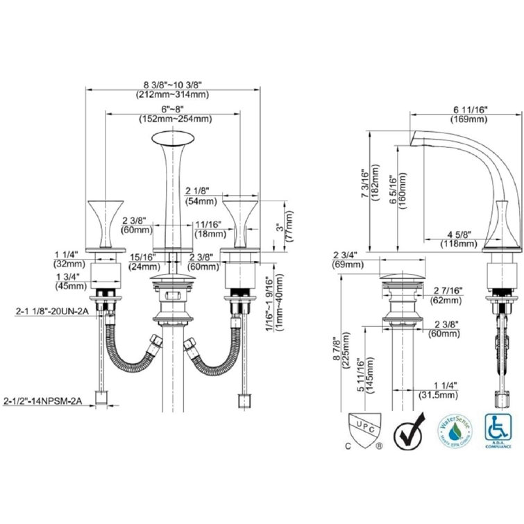 Polished Chrome 2-Handle Widespread Bathroom Faucet