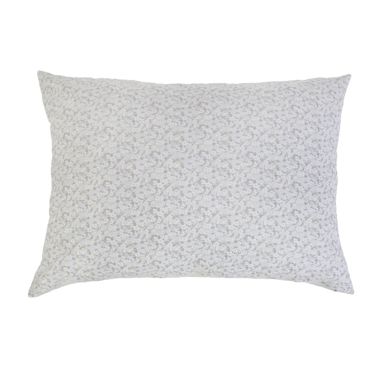 June Floral Gray Cotton Reversible Pillow with Insert