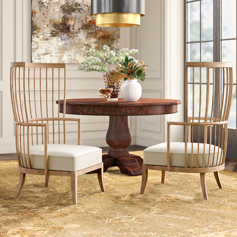 Elegant Gray Top-Grain Leather Spindle Wing Armchair