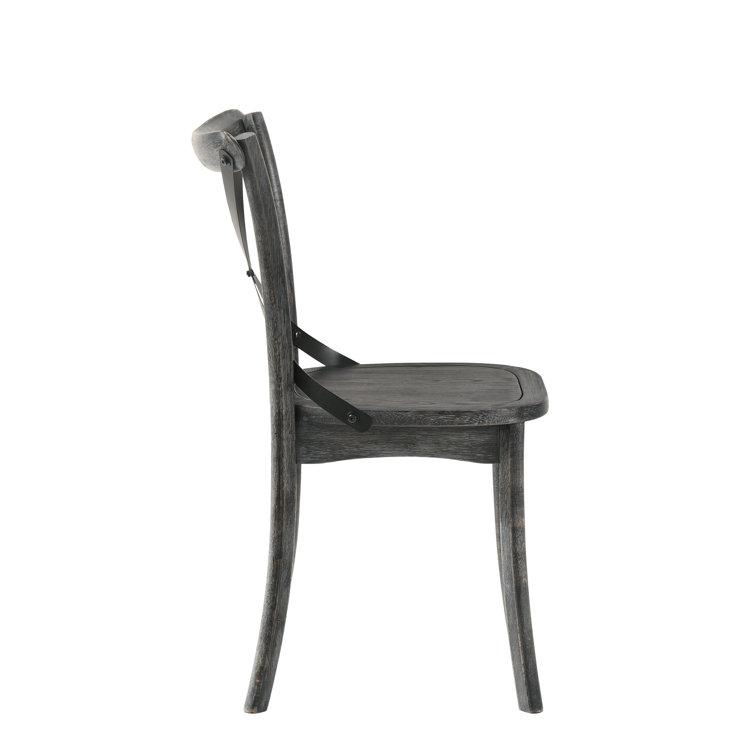 Rustic Gray High-Back Cross-Back Wooden Side Chair