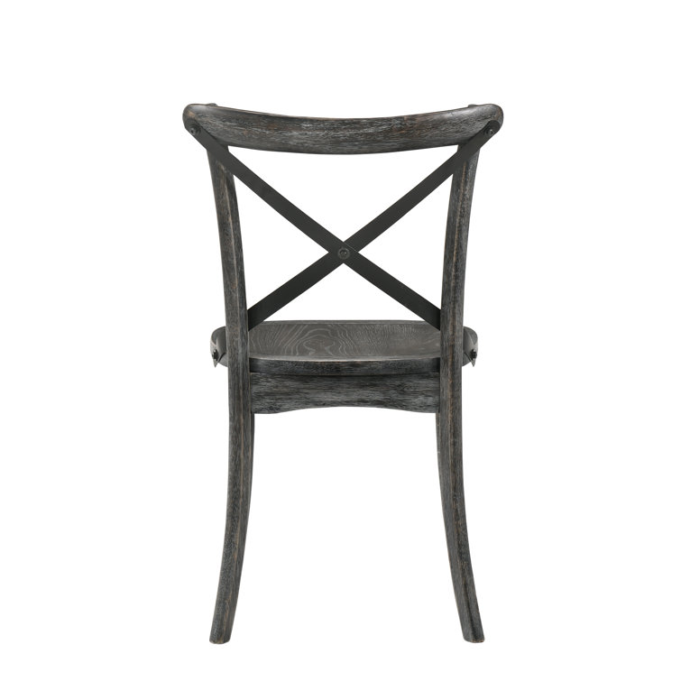Rustic Gray High-Back Cross-Back Wooden Side Chair
