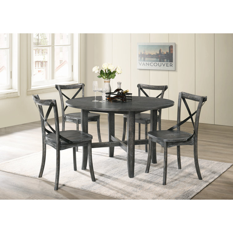 Gray Round Reclaimed Wood Farmhouse Dining Table