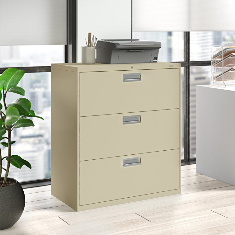Putty Steel 3-Drawer Lockable Lateral Filing Cabinet