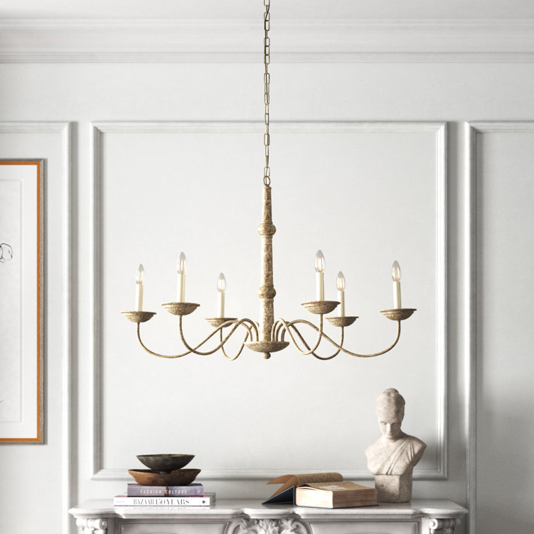 Merritt Weathered Dove 6-Light Traditional Taper Candle Chandelier