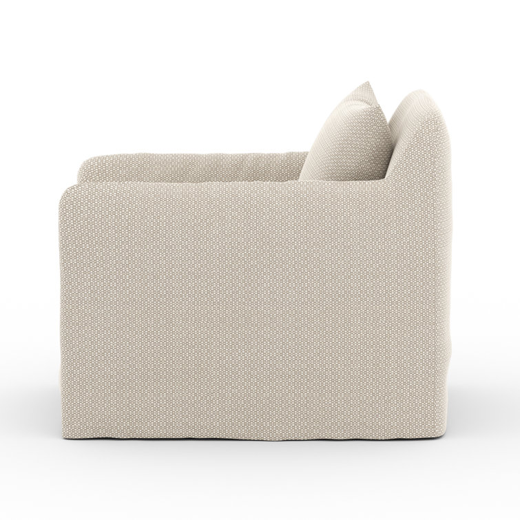 Contemporary Beige Swivel Dining Chair with Plush Cushions