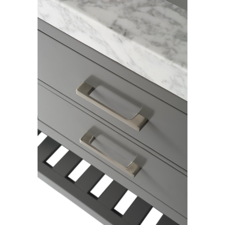 Sapphire Gray 36'' Single Bathroom Vanity with Carrara Marble Top