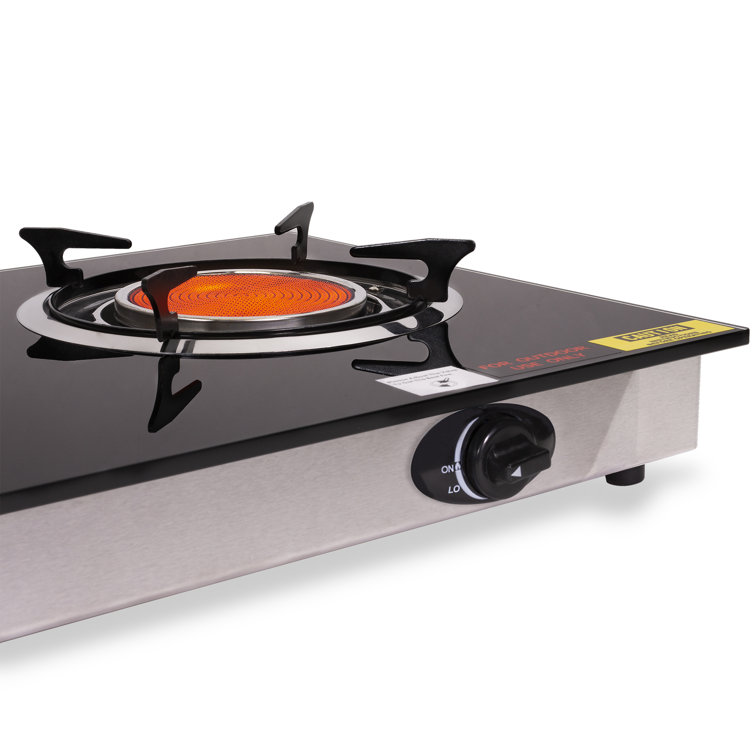 Barton Black Glass 2-Burner Portable Propane Gas Grill