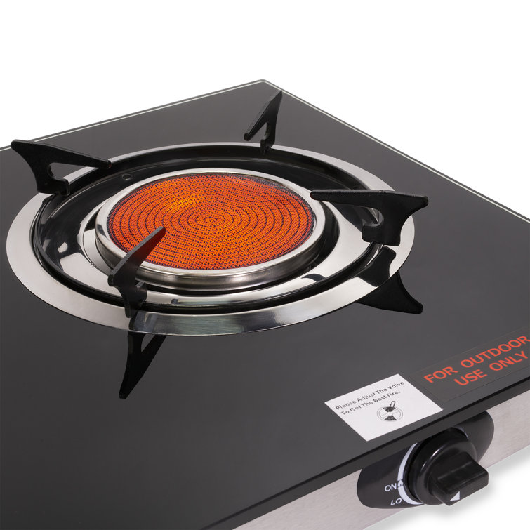 Barton Black Glass 2-Burner Portable Propane Gas Grill