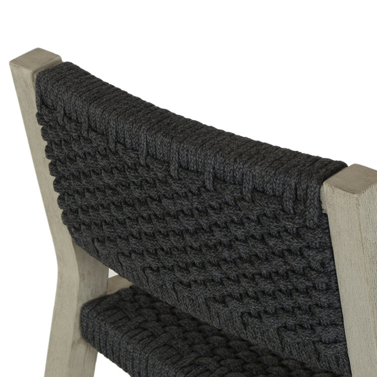 Solano Weathered Grey Teak and Dark Grey Rope Counter Stool