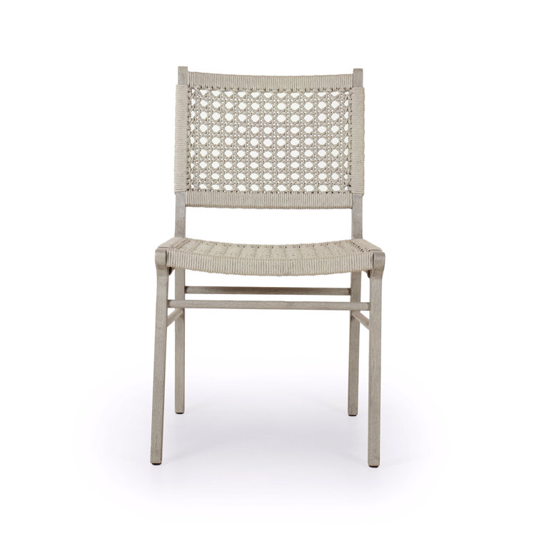 Contemporary Weathered Grey Teak Side Chair with Ivory Rope