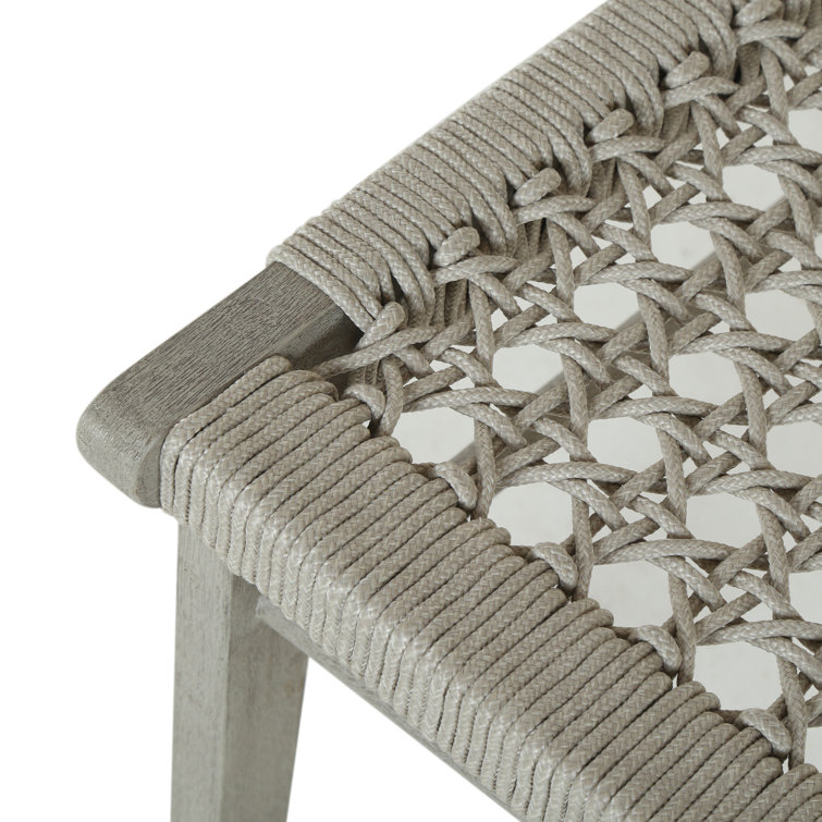 Contemporary Weathered Grey Teak Side Chair with Ivory Rope