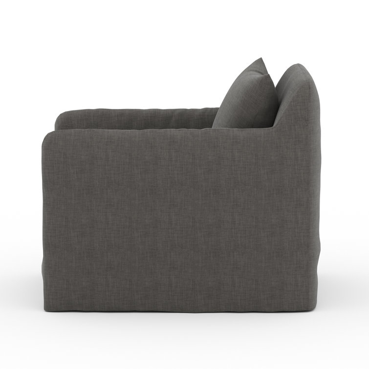 Charcoal Gray Swivel Dining Chair with Cushions