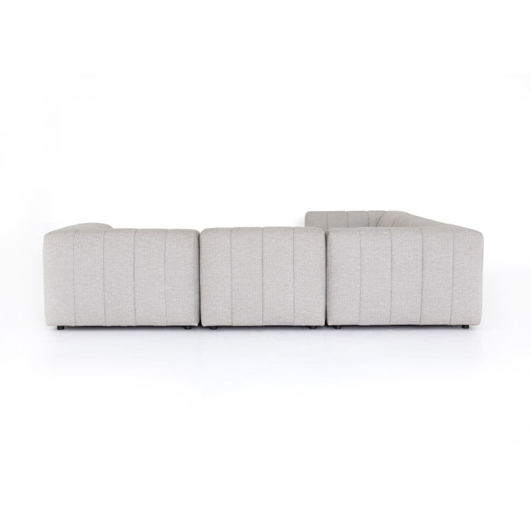 Gwen 121'' Gray Upholstered Outdoor Sectional with Wood Frame