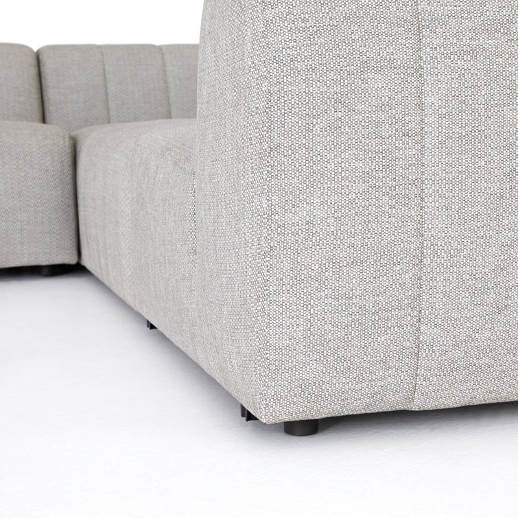 Gwen 121'' Gray Upholstered Outdoor Sectional with Wood Frame