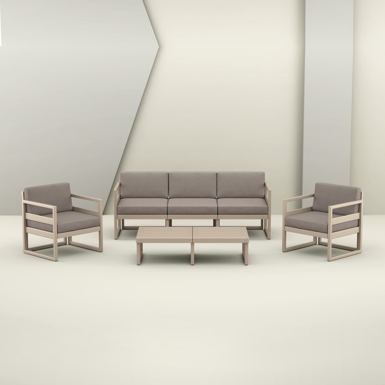 Lane 51'' Taupe Plastic Acrylic Outdoor Coffee Table