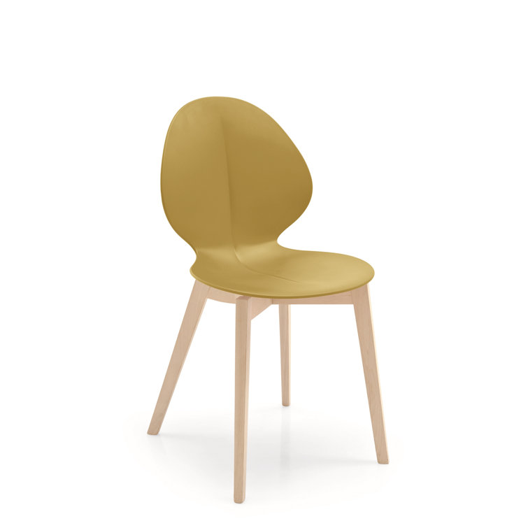 Matte Taupe Molded Plastic Dining Chair with Bleached Beech Legs