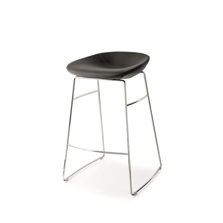 Palm White and Silver Metal Counter Stool