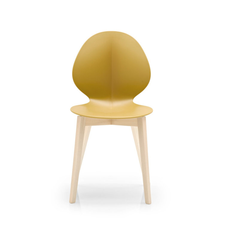 Matte Taupe Molded Plastic Dining Chair with Bleached Beech Legs