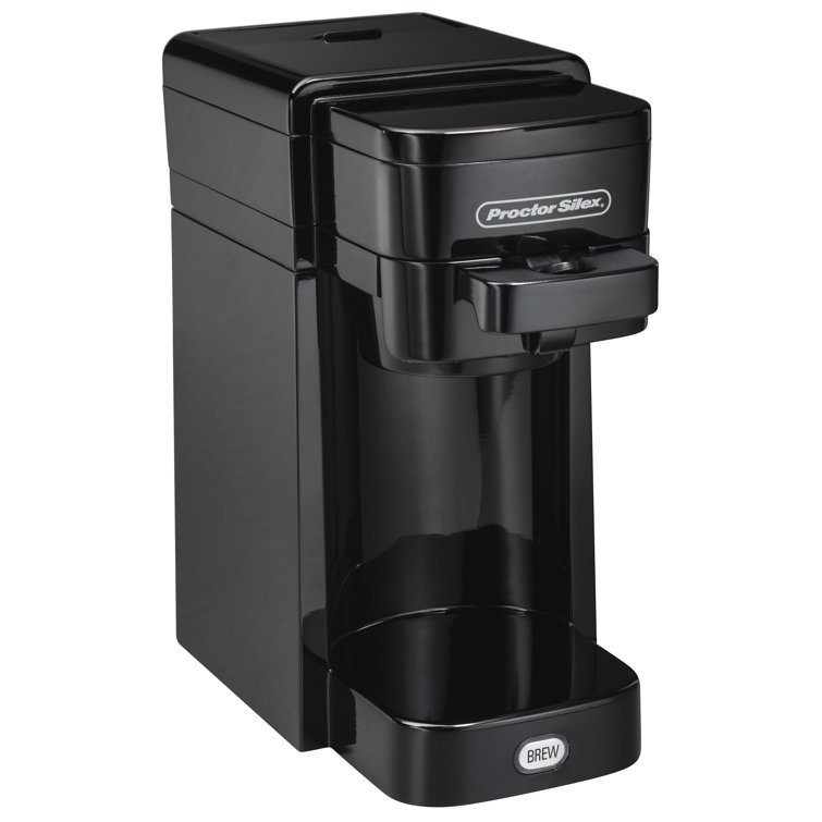 Compact Black Single-Serve Coffee Maker with Push Button Control