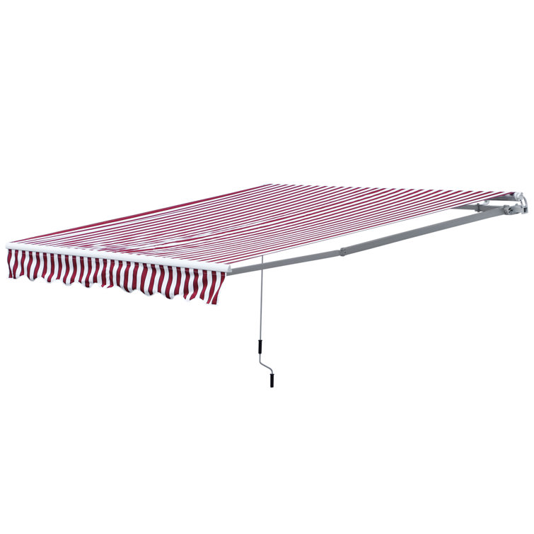 Red and White Stripe 120'' x 96'' Retractable Patio Awning