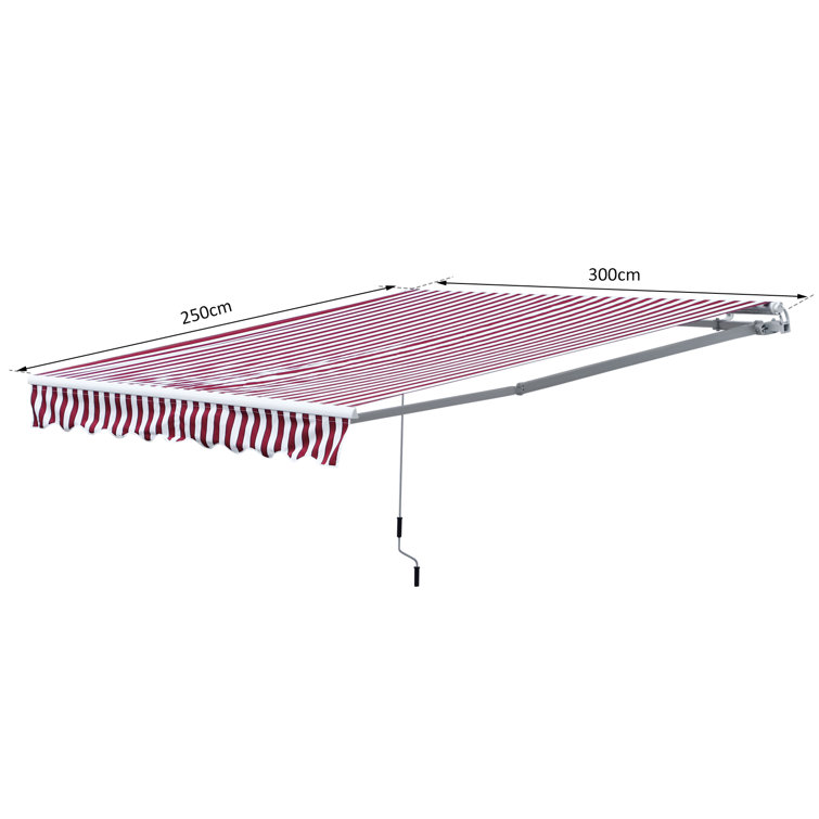 Red and White Stripe 120'' x 96'' Retractable Patio Awning