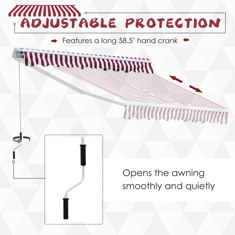 Red and White Stripe 120'' x 96'' Retractable Patio Awning