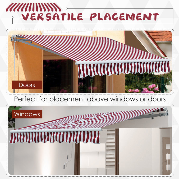 Red and White Stripe 120'' x 96'' Retractable Patio Awning