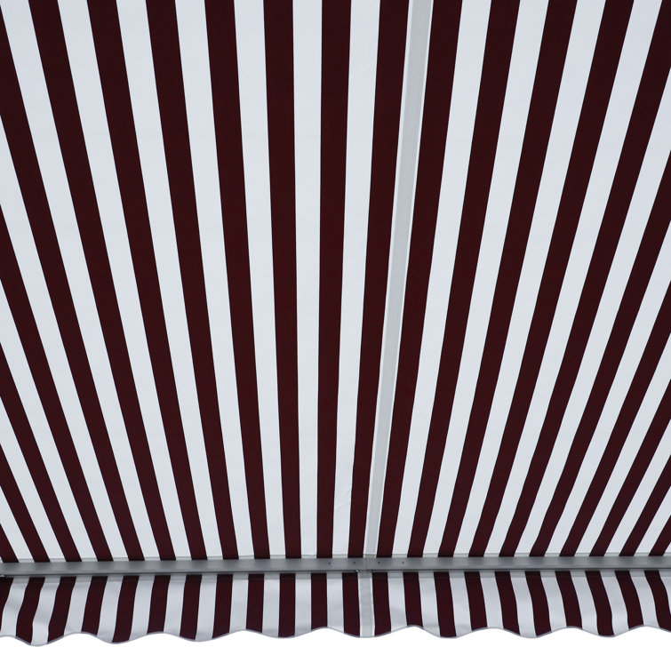 Red and White Stripe 120'' x 96'' Retractable Patio Awning