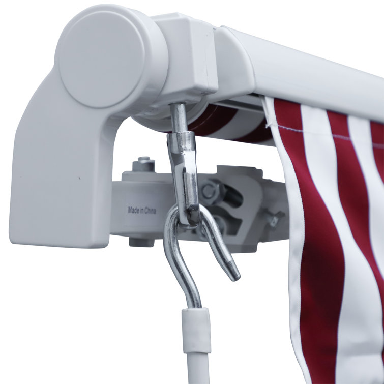 Red and White Stripe 120'' x 96'' Retractable Patio Awning