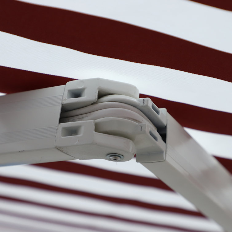 Red and White Stripe 120'' x 96'' Retractable Patio Awning