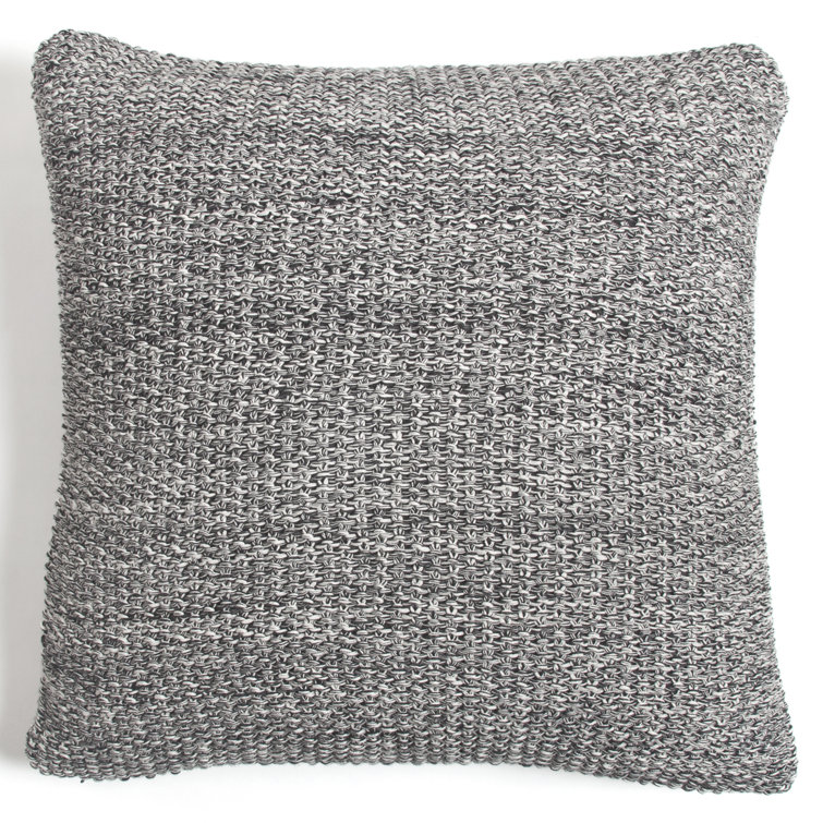 Charcoal Cotton Square Throw Pillow with Removable Insert