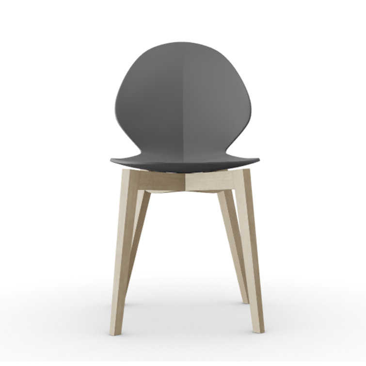 Matte Taupe Molded Plastic Dining Chair with Bleached Beech Legs