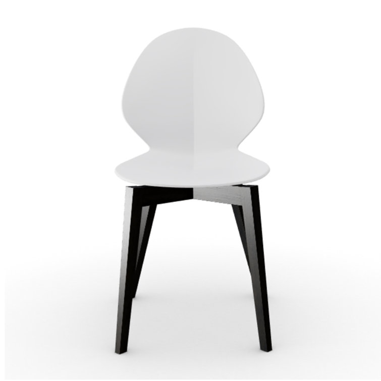 Basil Ergonomic Brown and White Wood Dining Chair