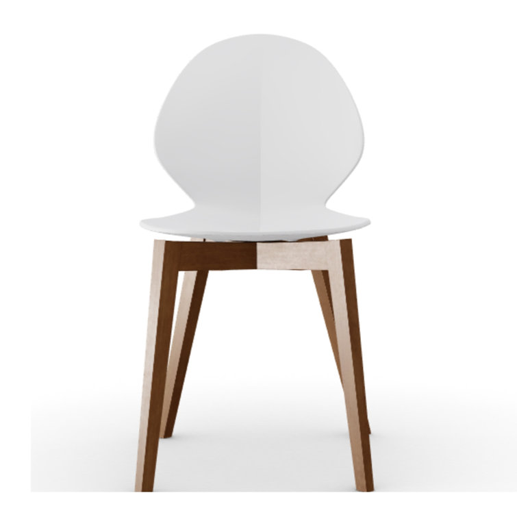 Basil Ergonomic Brown and White Wood Dining Chair