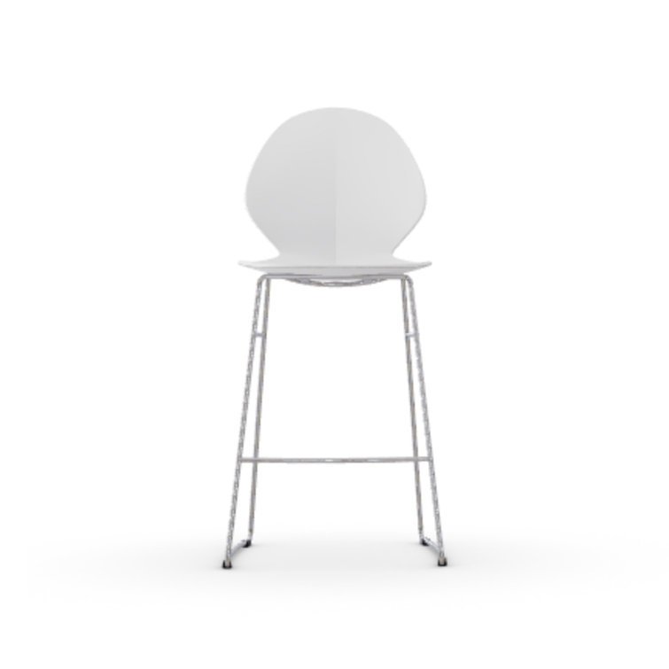 Basil Leaf-Inspired Ergonomic Counter Stool in Silver and White