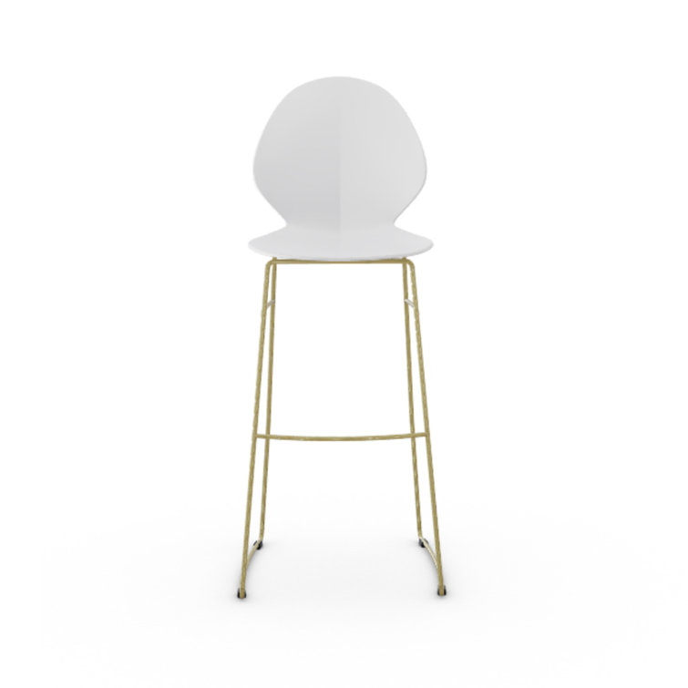 Basil Leaf-Inspired Ergonomic Counter Stool in Silver and White