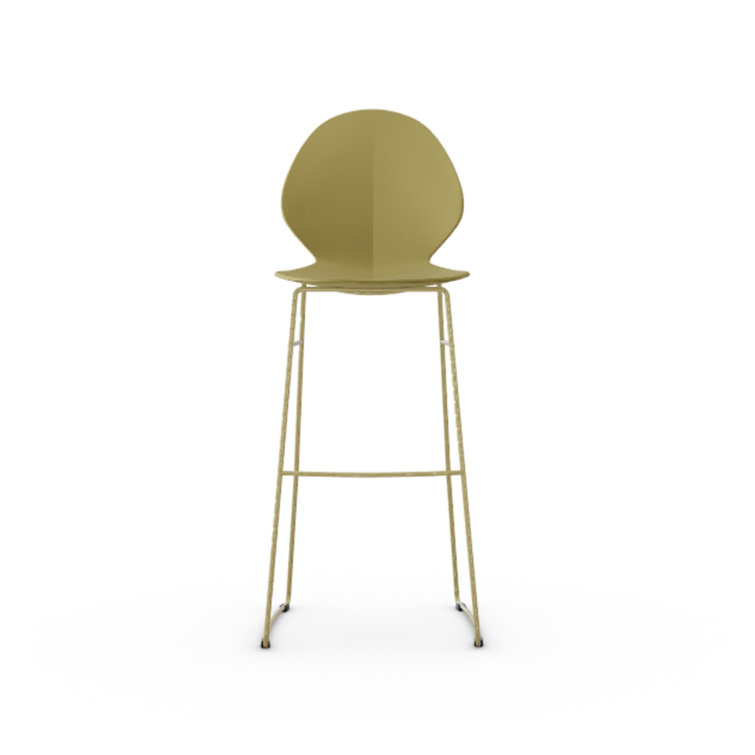 Matte Gray Ergonomic Bar Stool with Metal Base