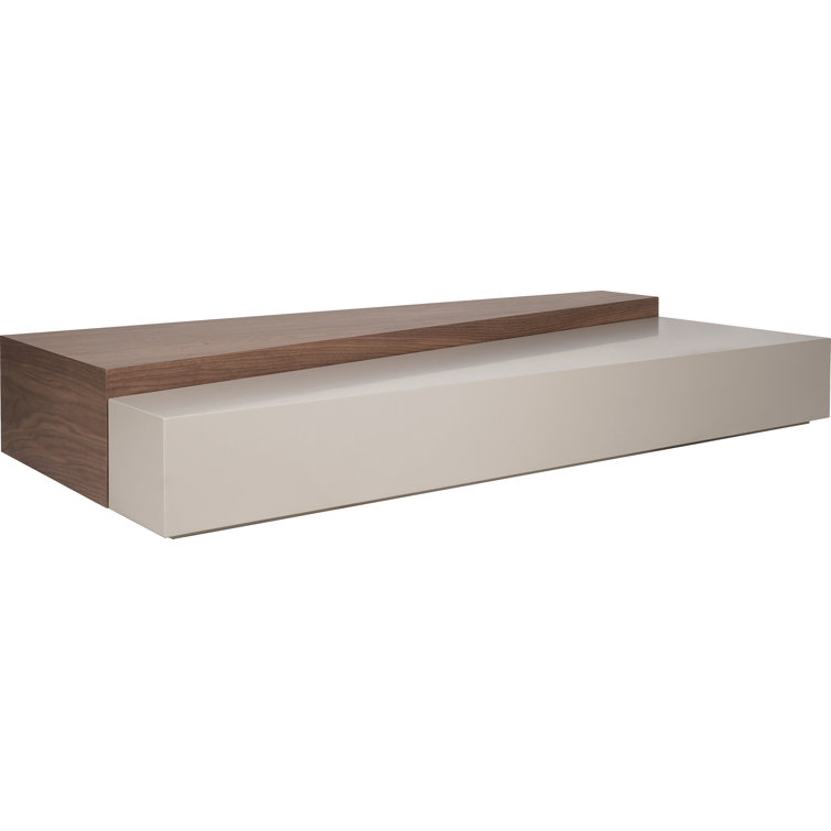 Walnut and Gray Rectangular Two-Tier Coffee Table