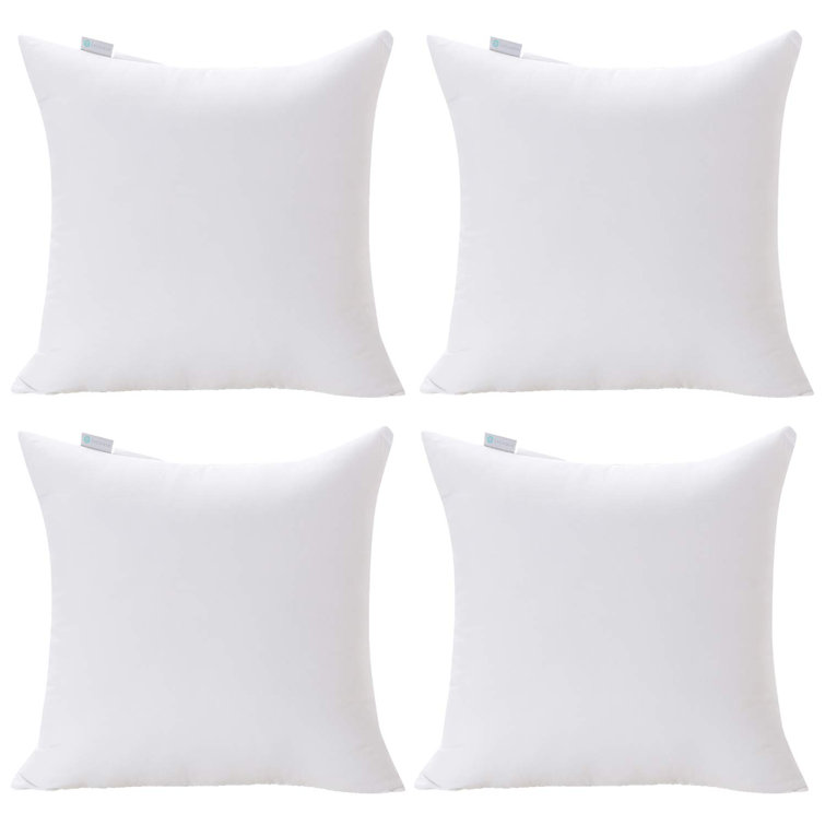 White 26" Square Polyester Throw Pillow Inserts, 4 Count