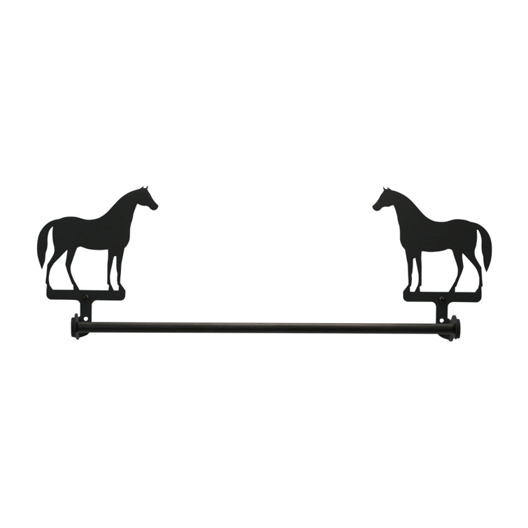 Black Iron Horse Silhouette Wall Mounted Towel Holder Set