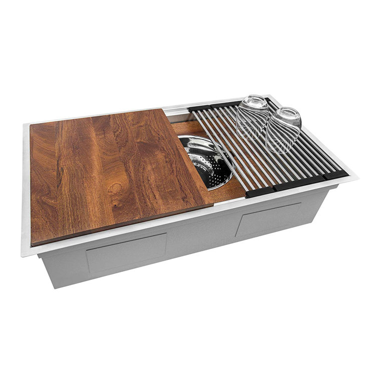 Ruvati 36" Stainless Steel Dual Tier Workstation Kitchen Sink