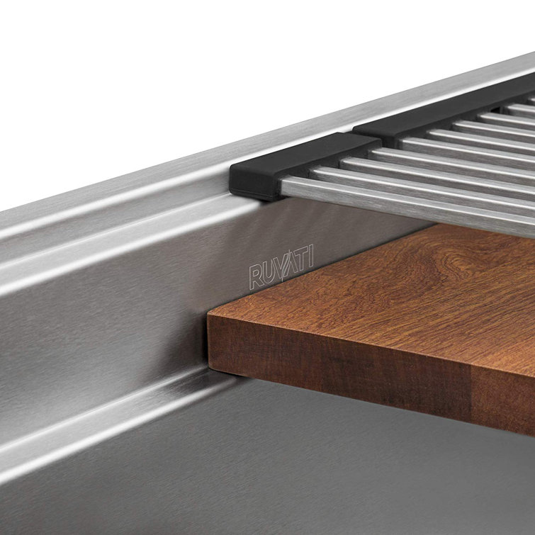 45-Inch Stainless Steel Workstation Sink with Hardwood Accessories