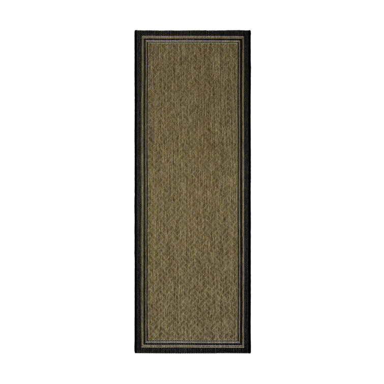 Chestnut and Black Flatwoven Synthetic Runner Rug