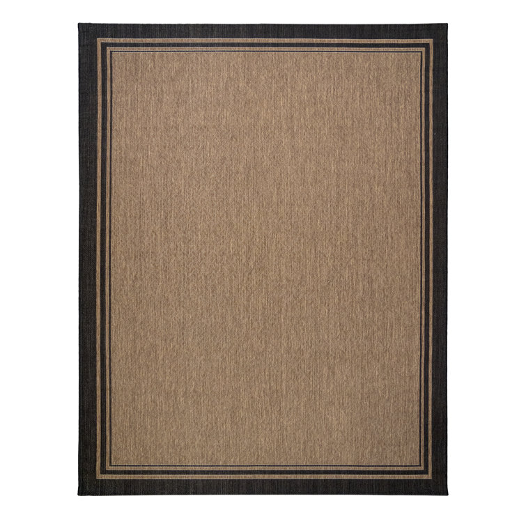 Chestnut and Black 6' x 9' Synthetic Flatweave Area Rug