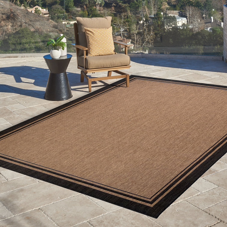 Chestnut and Black Synthetic Flatweave 8' x 10' Area Rug