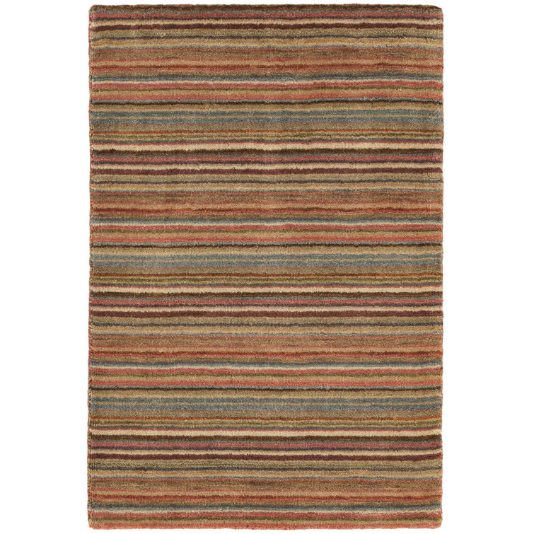 Brindle Stripe Multicolor Hand-Knotted Wool Rug 2' x 3'